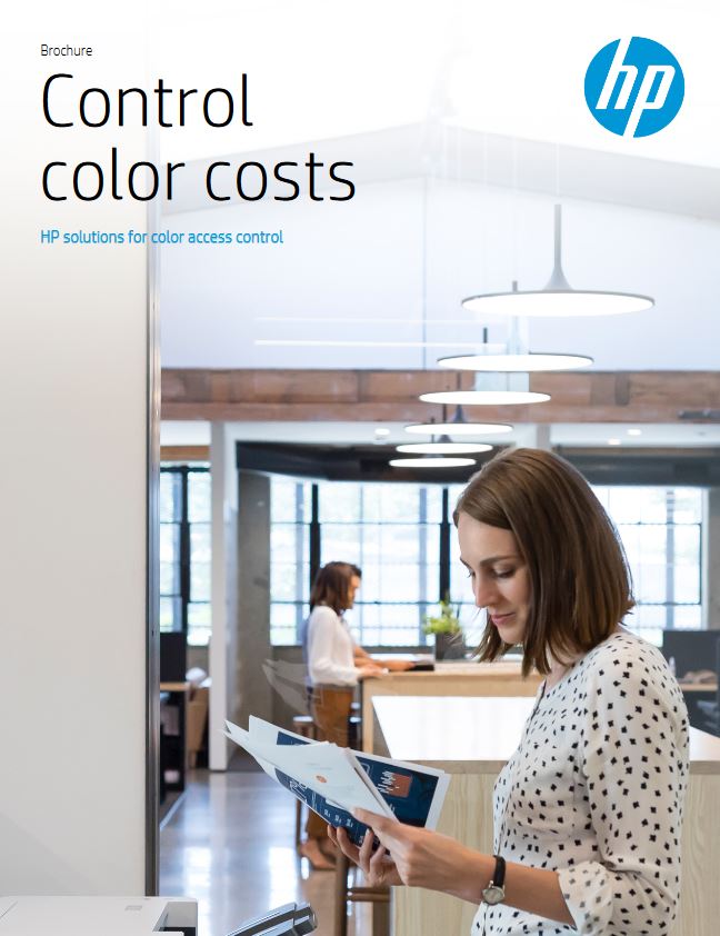 HP Control Color Costs Brochure Cover, HP, Hewlett Packard, MSA Business Technology, Canon, Kyocera, TN, GA, Copier, Printer, MFP, Sales, Service