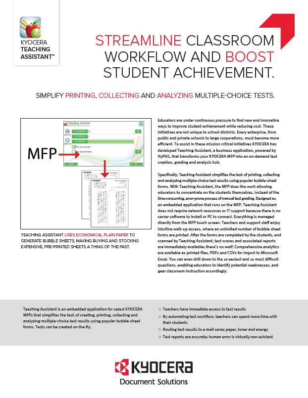 Kyocera Software Capture And Distribution Teaching Assistant Brochure Thumb, MSA Business Technology, Canon, Kyocera, TN, GA, Copier, Printer, MFP, Sales, Service