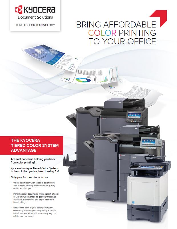 Kyocera Software Cost Control And Security Tiered Color Monitor Data Sheet Thumb, MSA Business Technology, Canon, Kyocera, TN, GA, Copier, Printer, MFP, Sales, Service